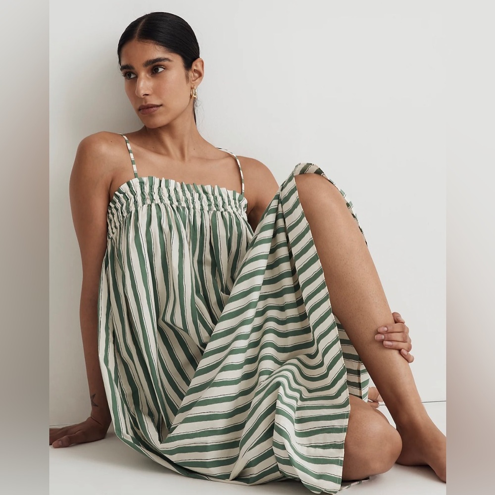 NWT Madewell Poplin Ruffle A-Line Midi Dress
